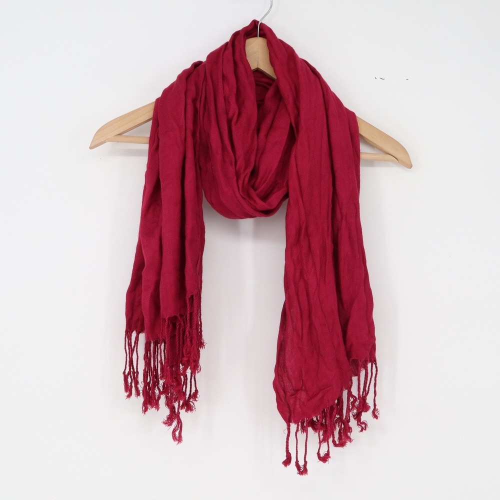 Ashley Cooper Scarf Womens One Size Pashmina Burgundy Fringed Excellent